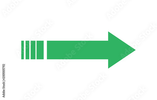 Obraz na plátně Green right direction arrow navigation symbol on transparent background