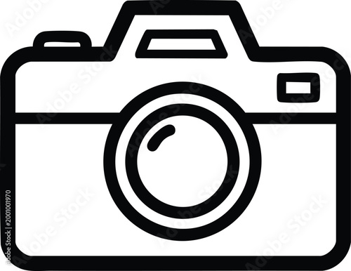 Black and white of a camera with prominent lens and viewfinder