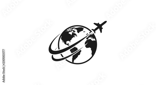 Global aviation a symbolic representation of worldwide travel and connectivity in black and white