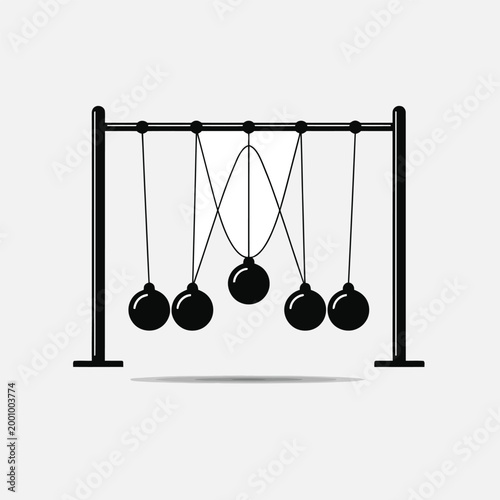 Newton's Cradle Illustration Representing Balance, Momentum and Energy Transfer Concept