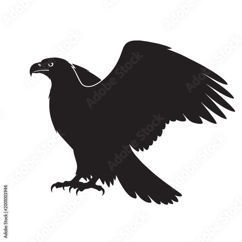 Eagle silhouette with spread wings black vector illustration of a majestic bird of prey