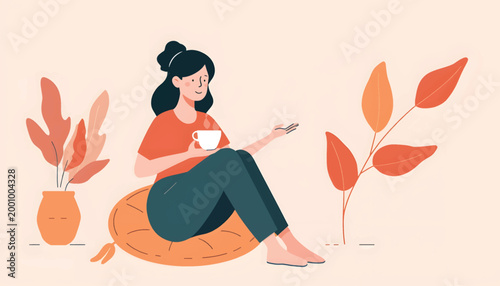 vector illustration of a girl with a flower
