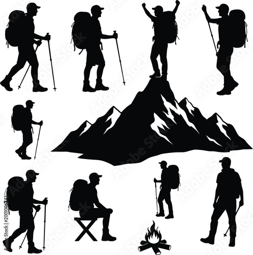 Silhouette of hikers on mountain