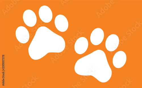 Paw Prints. Cute pets and Dogs pets paw print isolated on white background. Animal paw prints.