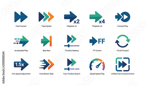 Forward playback icons arranged in grid on white background