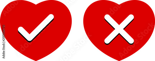 approval and rejection love concept flat design vector illustration