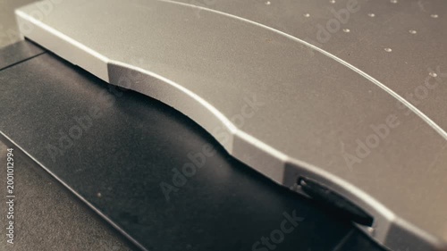 Floppy disc FDD close up, Using diskette for old PC computer macro. Archive programme or Music recorder, playing retro computer games. Vintage device for office, obsolete technology. 