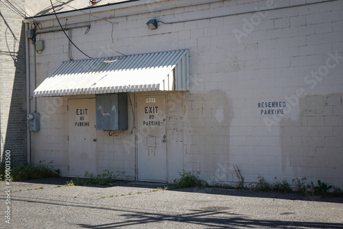 Urban alleyway with old worn building