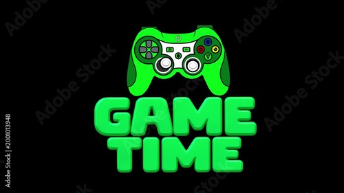 4K Dynamic Green Game Controller Zoom Animation with Game Time Text and Joystick Loop 

