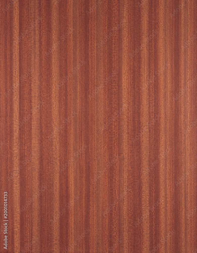 Fototapeta premium Sapele laminate wood texture with distinctive ribbon grain pattern.