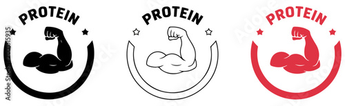 high protein muscle fitness icon set