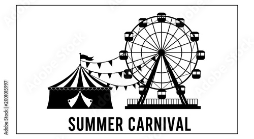 fair ferriswheel carnival illustration fun leisure tent colorful