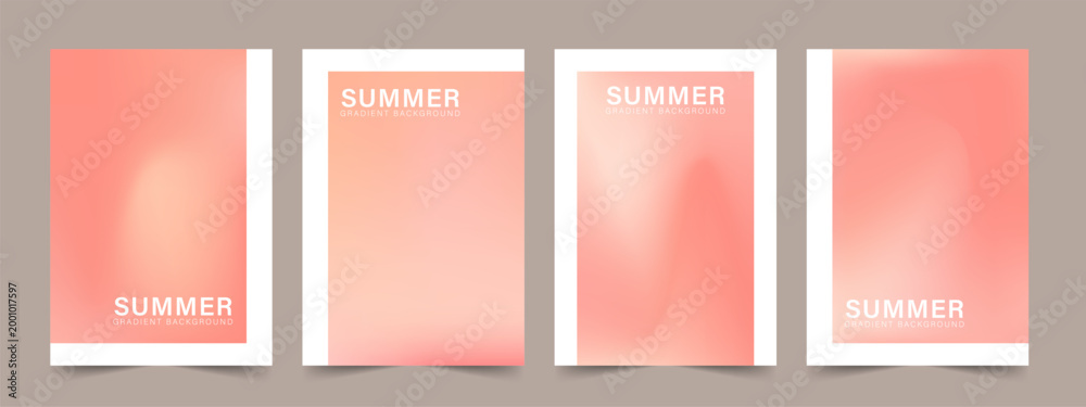 Fototapeta premium Pale Peach pink gradient. Light sandy background. Minimalistic Vector illustration. Set of blurred posters.