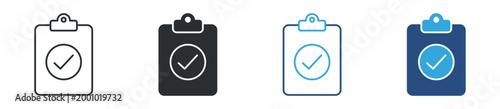 Checklist clipboard icon set. completed task with check mark. workflow and approval concept. vector illustration.