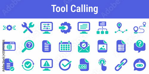 Commercial icon set for function calls parameters routing and result handling Suitable for AI assistants automation platforms developer dashboards and multi tool orchestration systems