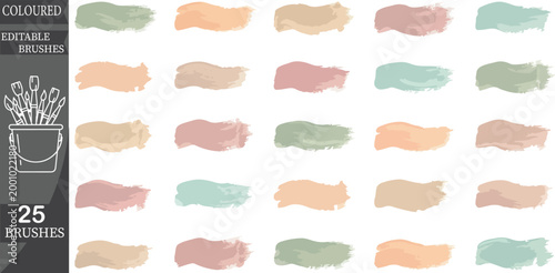 Pastel Watercolor Brush Strokes Set in Soft Peach Mint and Pink Tones for Minimalist Design