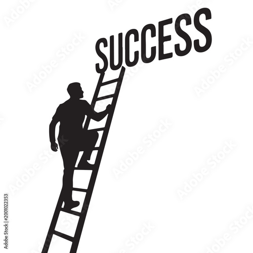 silhouette of person climbing ladder towards success text high quality professional detailed modern elegant stylish clean crisp vibrant colorful digital creative