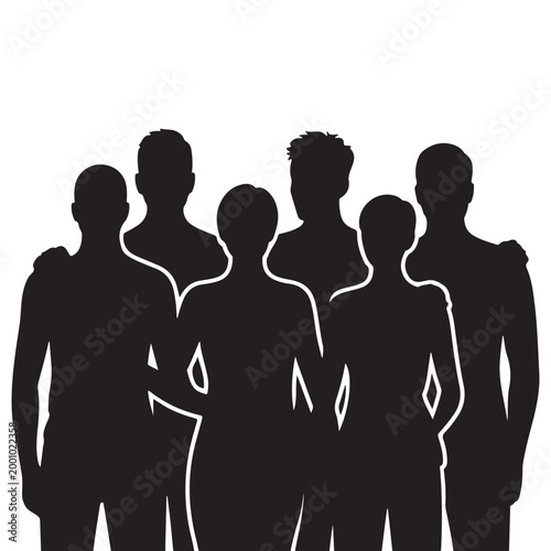 group of people silhouettes standing together on white background high quality professional detailed modern elegant stylish clean crisp vibrant colorful digital