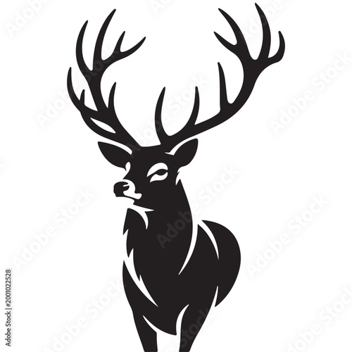 deer silhouette with intricate antlers on white background high quality professional detailed modern elegant stylish clean crisp vibrant colorful digital creative