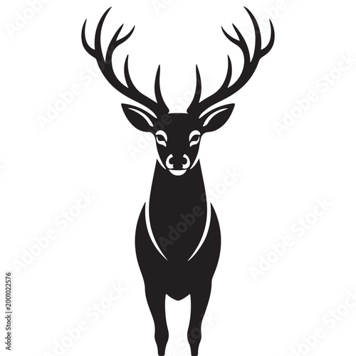 black deer silhouette with intricate antlers on white background high quality professional detailed modern elegant stylish clean crisp vibrant colorful digital