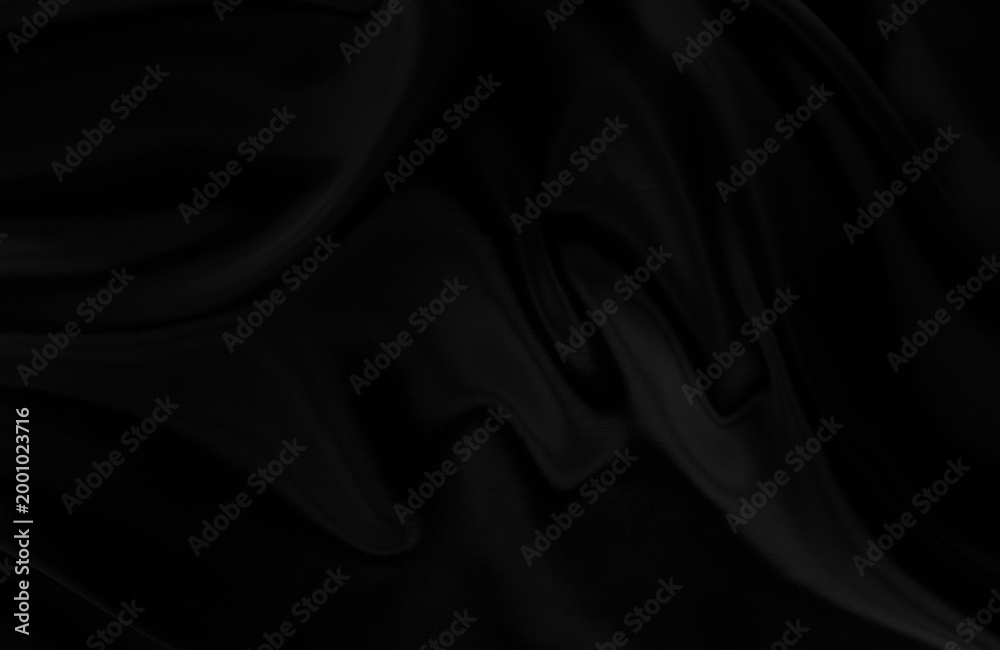 Fototapeta premium Black satin dark fabric texture luxurious shiny that is abstract silk cloth background.