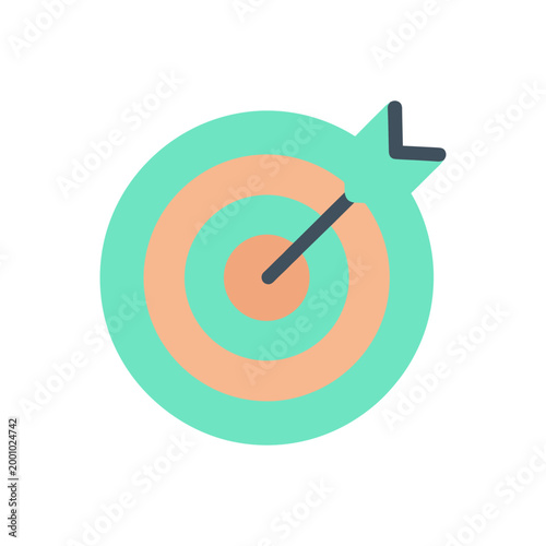 Bullseye arrow accurately hitting the center of a modern target symbolizing success and precision