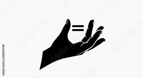 Human Hand Silhouette with Equals Sign for Equality Concept
