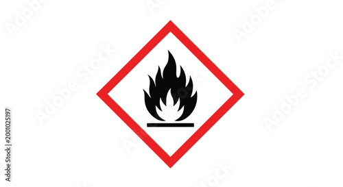 The flammable symbol appears as a standardized red diamond hazard pictogram designed to warn personnel about highly combustible chemical substances in a professional laboratory.