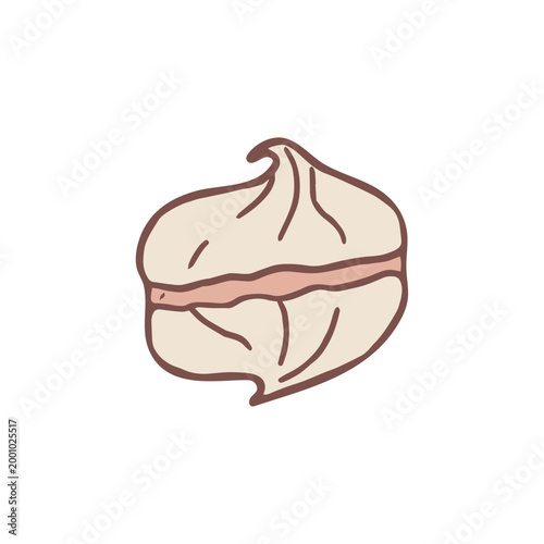 Sweet meringue dessert hand drawn vector illustration minimal bakery food clipart