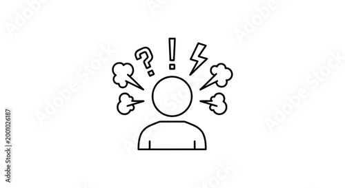 Overwhelmed mind a line art illustration of stress confusion and emotional turmoil
