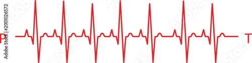 Red heart pulse ekg line Vector