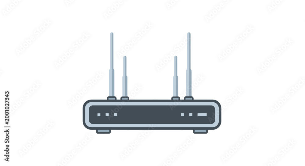 Fototapeta premium Wireless router icon flat vector illustration on white background
