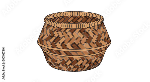 Woven basket illustration brown and tan color scheme