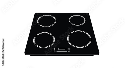 Electric cooktop silhouette with four burners and controls