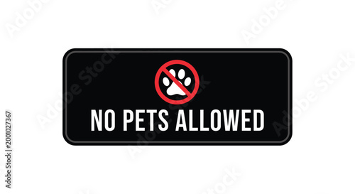 No Pets Allowed Sign Black And White Vector Illustration