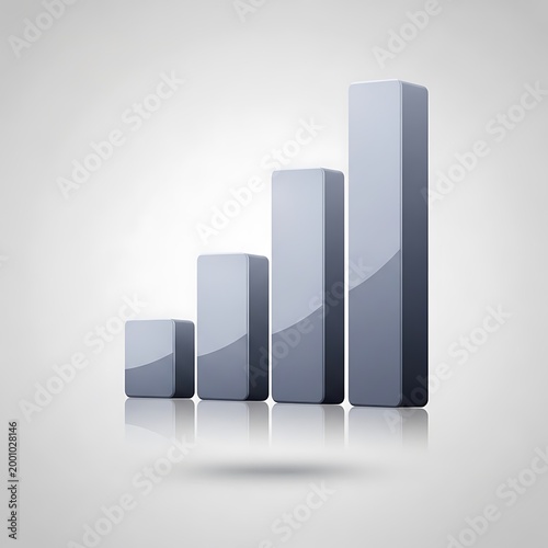 Purple 3d bar graph on a white background
