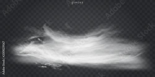 Fog or smoke isolated transparent special effect. White vector cloudiness, mist or smog background. Vector illustration