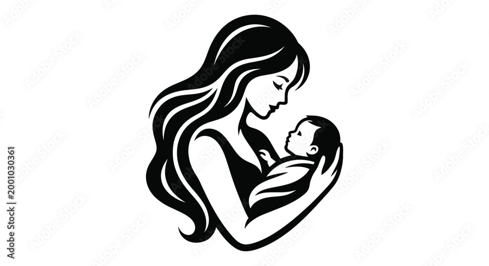 Φωτογραφία mother holding baby silhouette black and white