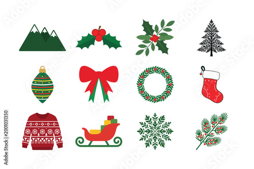 Christmas vector bundle festive holiday icons set