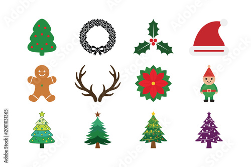 Christmas vector bundle festive holiday icons set