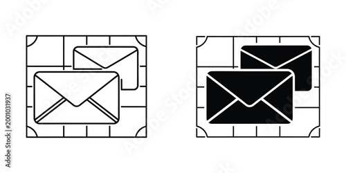 Comparison of traditional and modern envelope icons on a grid background