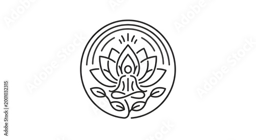 lotus icon, line icon style, mind meditation yoga symbol vector stock.

