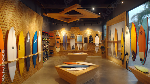 Summer Surf Shop Interior Geometric Board Di