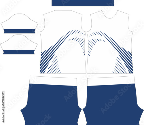Navy Blue and White Soccer Jersey Template with Minimalist Line Pattern