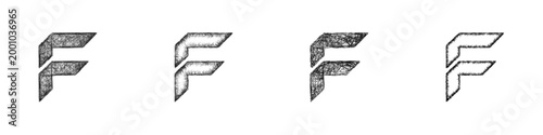 Sketch letter F logo design set