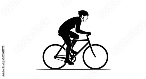 A person riding a bicycle quickly.