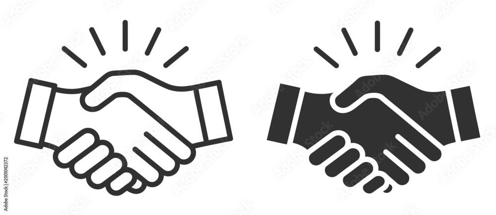 Fototapeta premium Handshake icon set showing business partnership, cooperation agreement, mutual trust, deal confirmation,