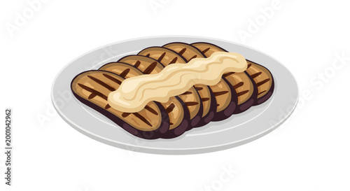 An illustration of a plate of grilled churrasco with melted cheese on top
