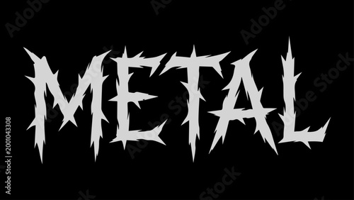 The word metal in a sharp jagged gothic font on a black background heavy metal typography