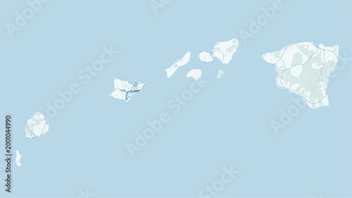Modern minimalist vector map of Hawaii Islands, USA. High-quality SVG illustration of Oahu, Maui, and Big Island coastline for travel posters and Pacific geography design.
